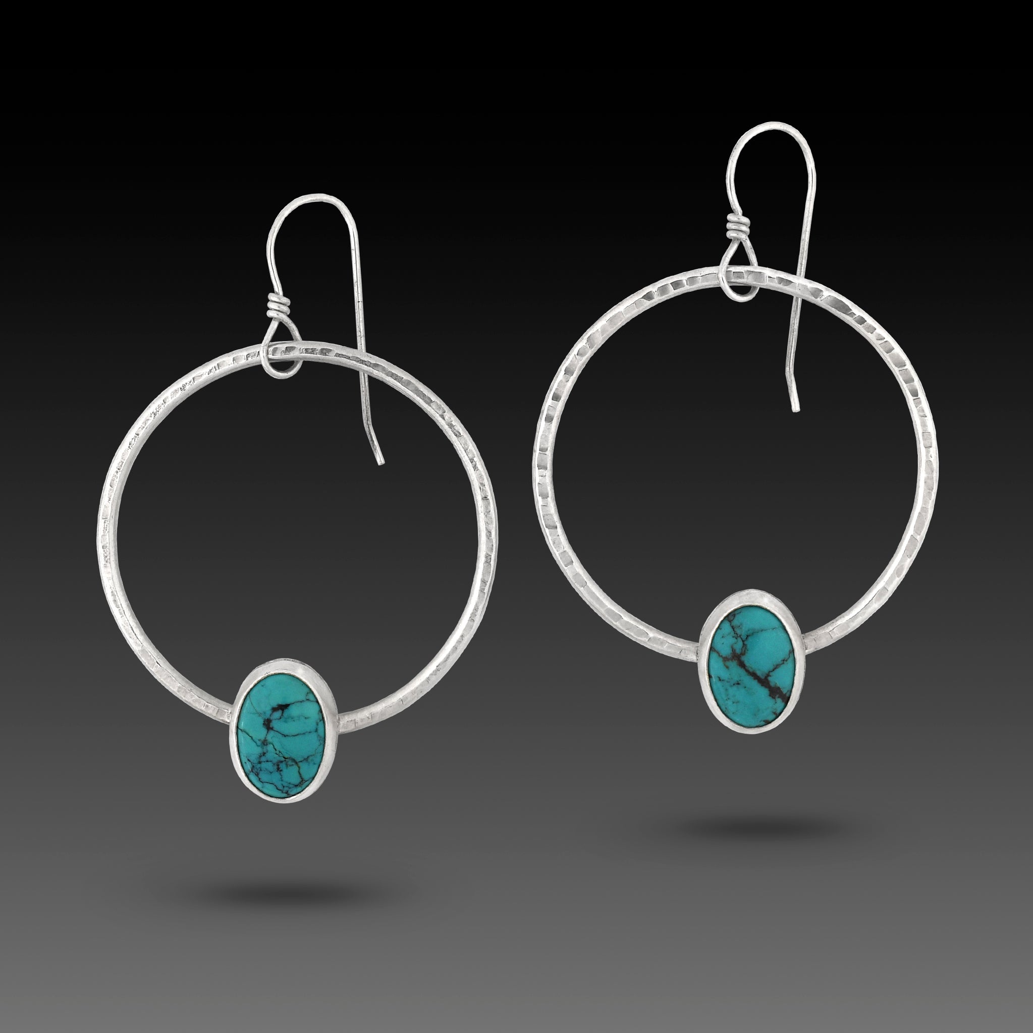 hubei turquoise hoop earrings gray gradient background