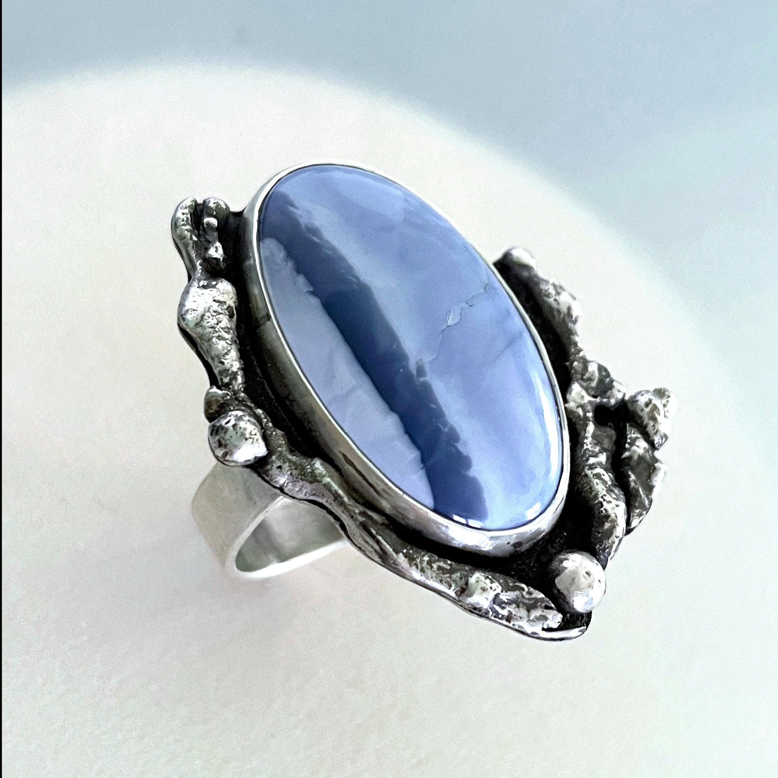 blue opal ring side view