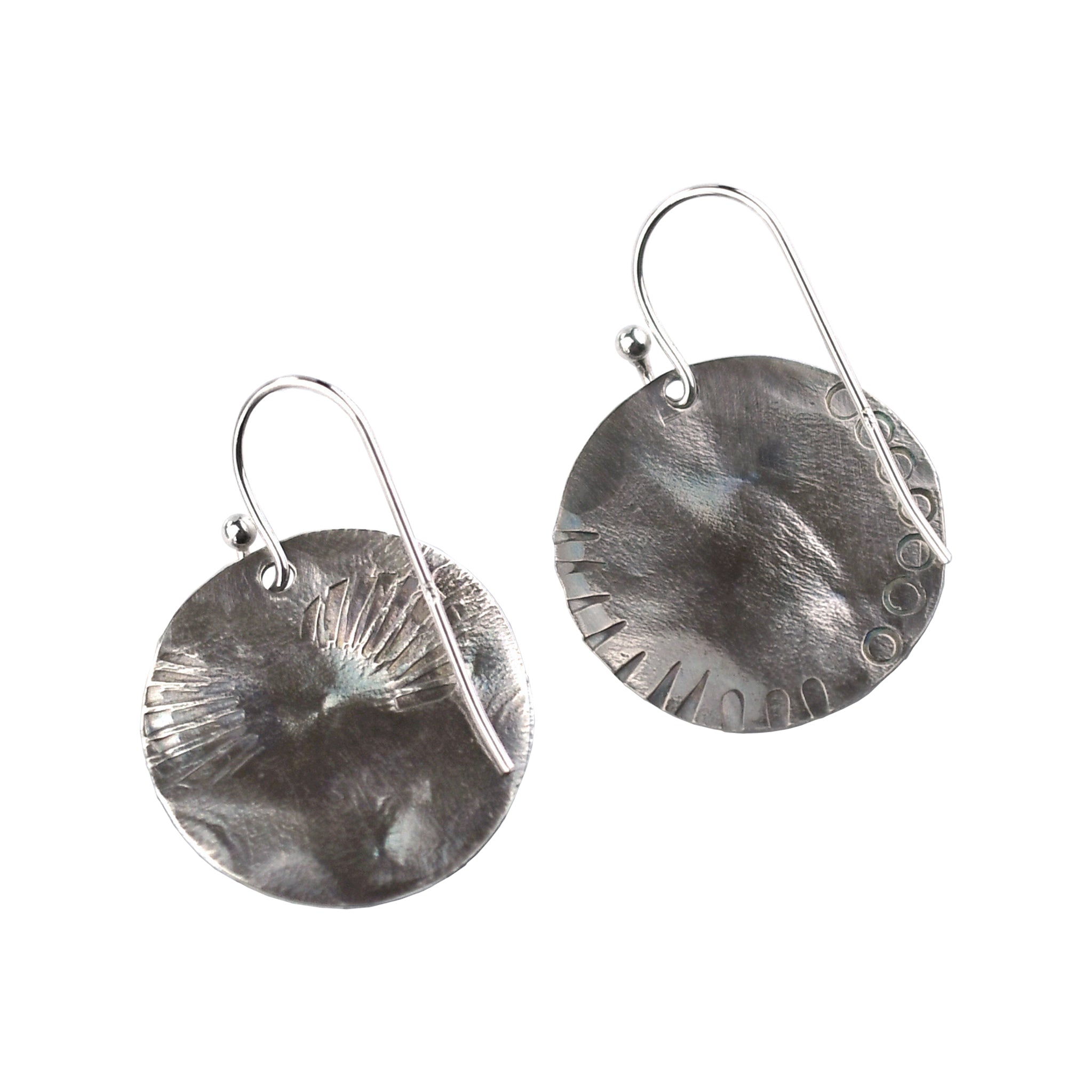 fused round abstract earrings  back view