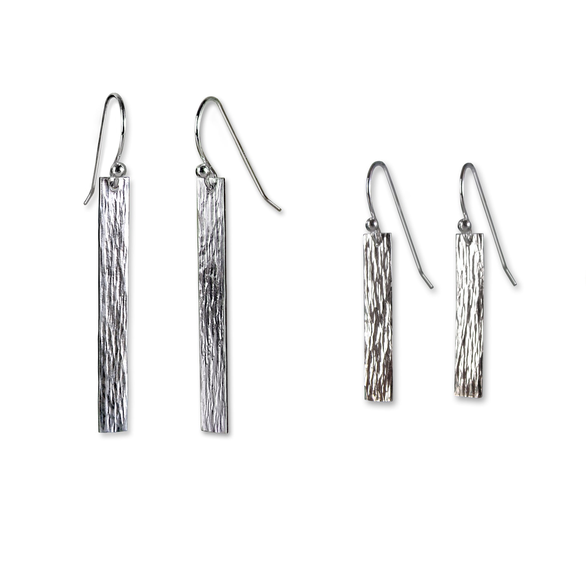 hammered bar drop earrings - both sizes