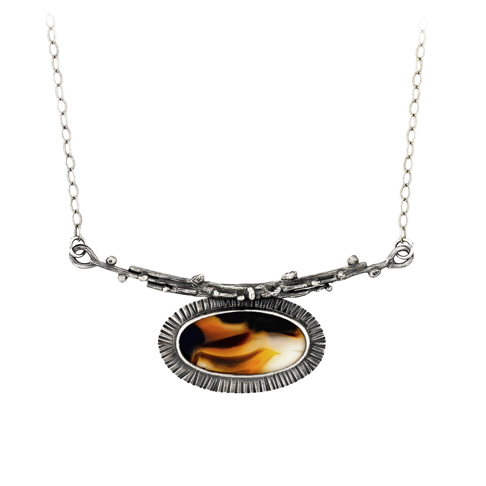 oval montana agate necklace front view