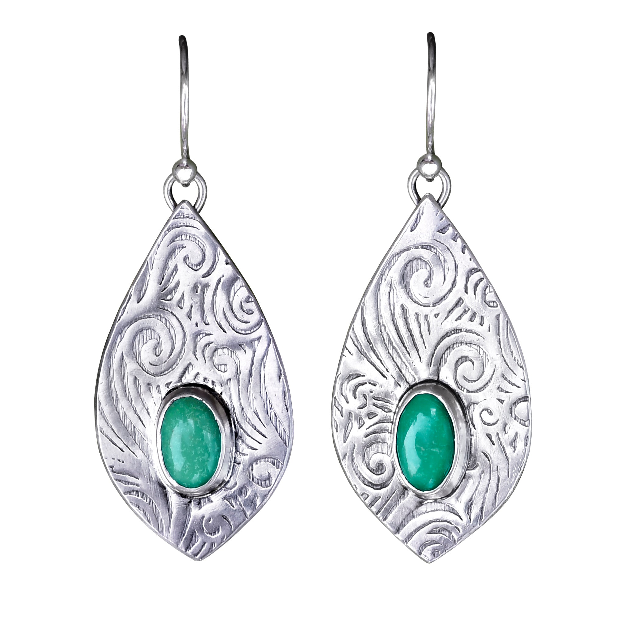 teardrop turquoise earrings white background