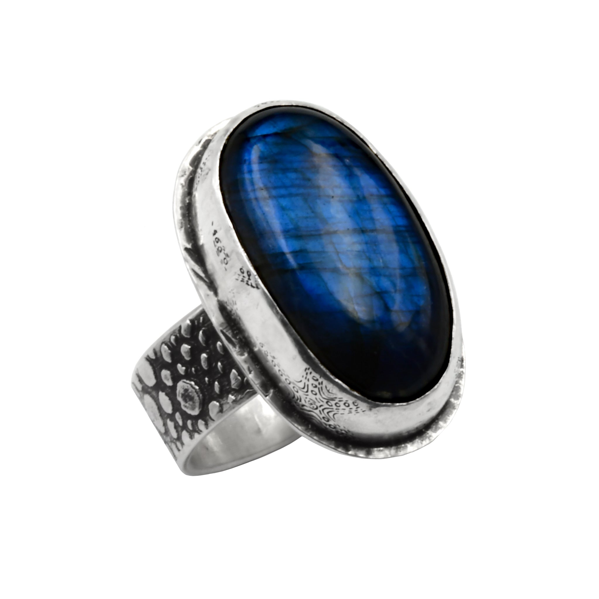 oval blue labradorite ring