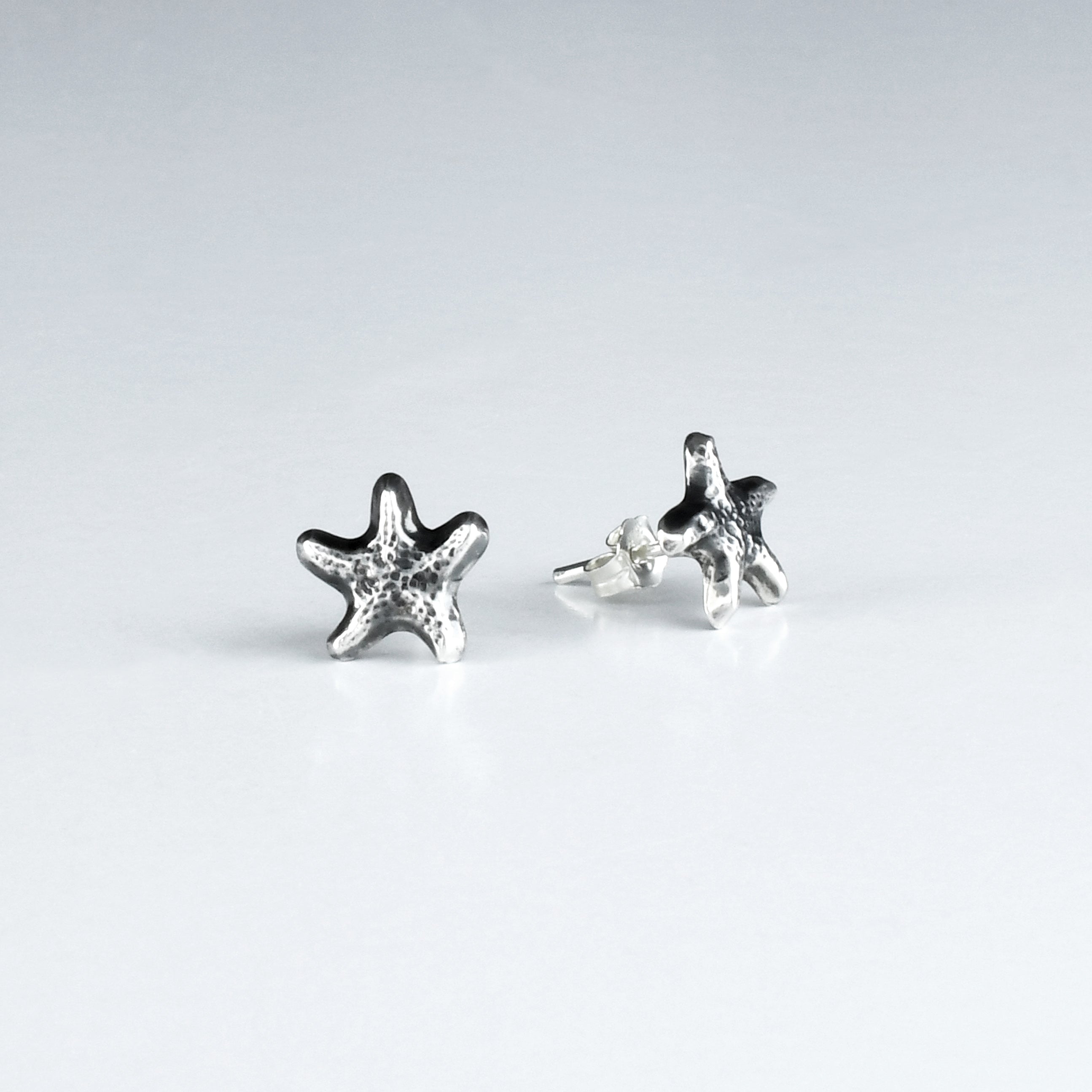 starfish stud earrings front and side view