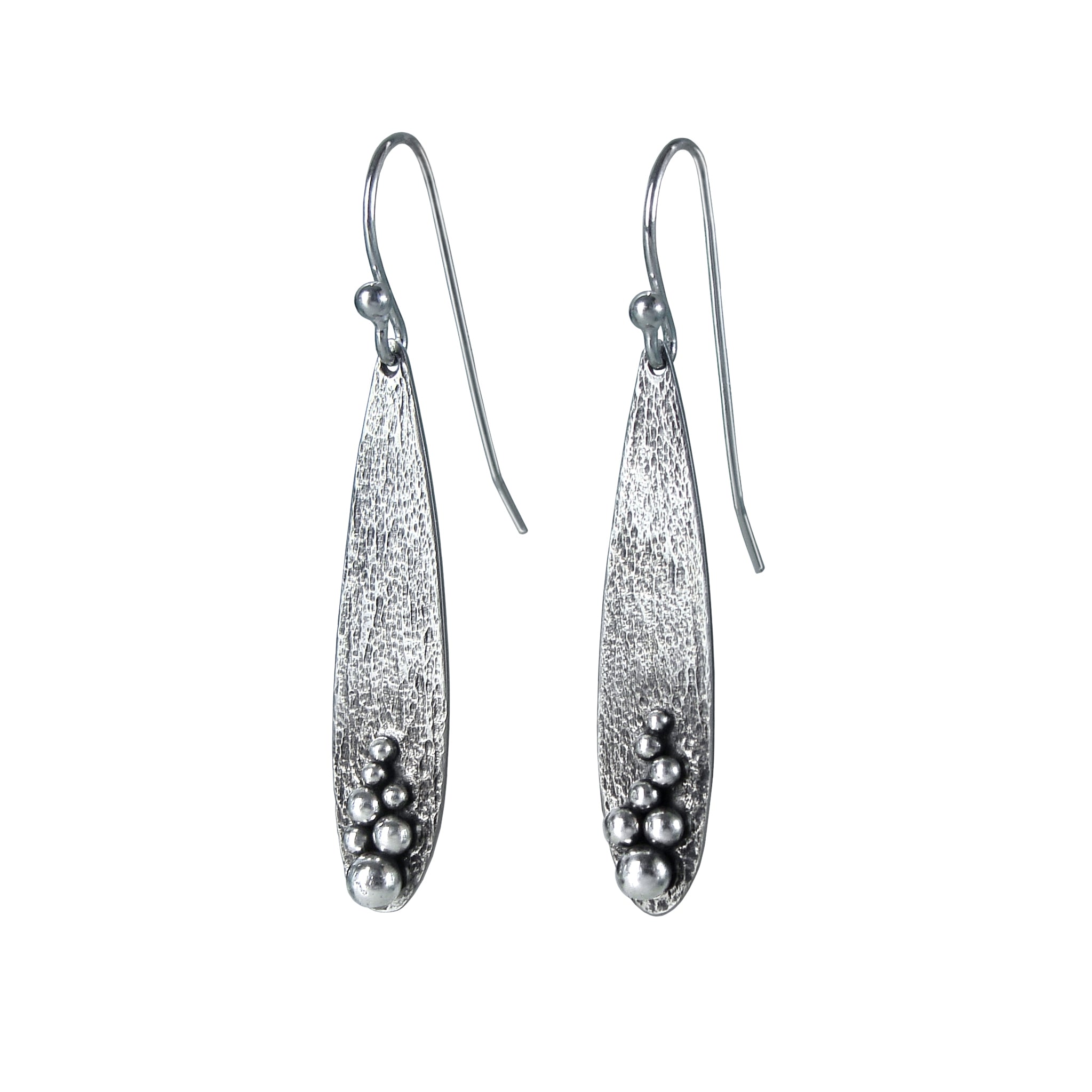 textured sterling silver teardrop earrings